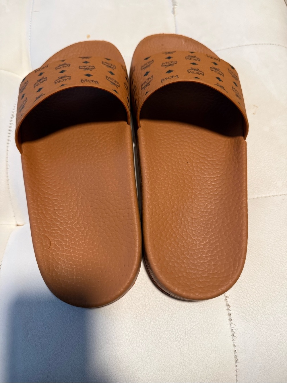 MCM Cognac Monogram Slide Sandals size 8 - Picture 7 of 7